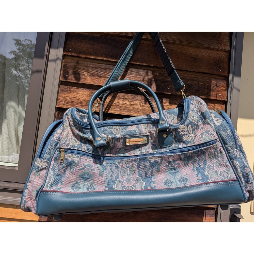 VTGAmerican Tourister Floral Tapestry Duffel Bag Luggage Cottagecore Grannycore